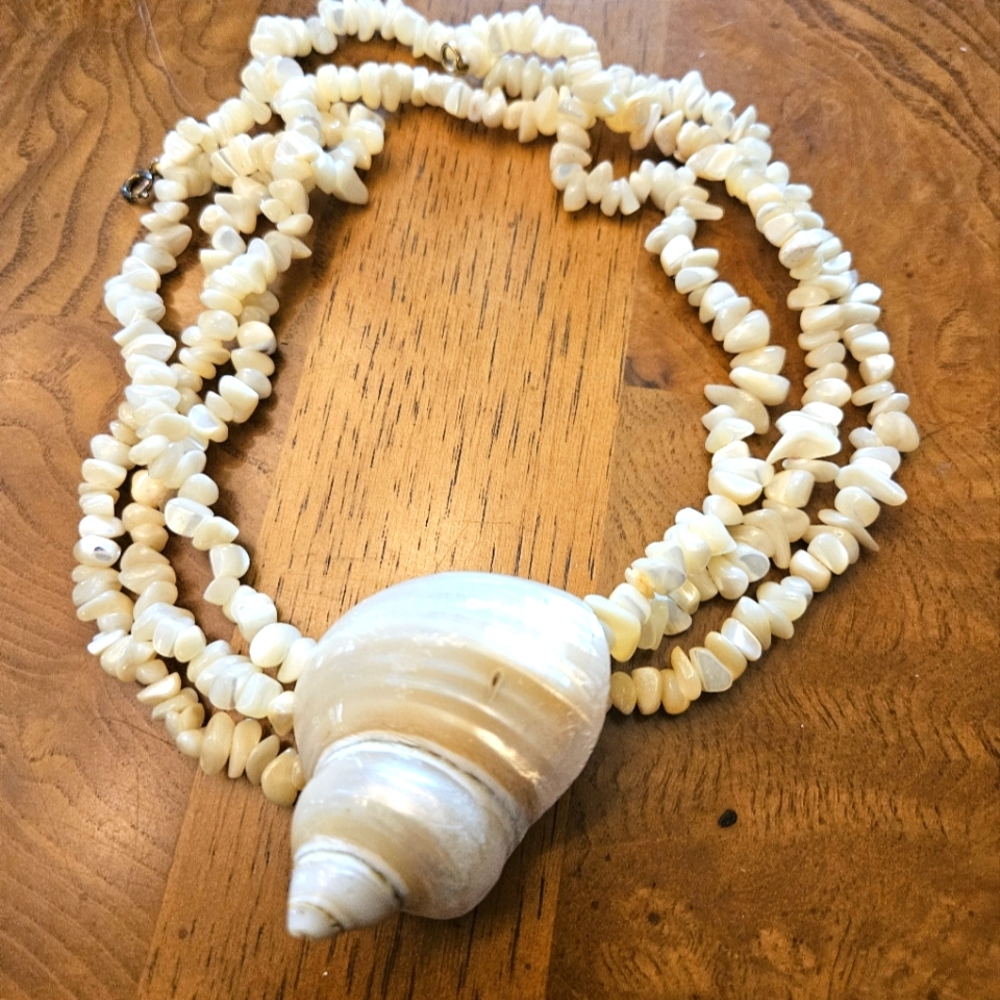 Polished Nautilus shell multi strand statement necklace GY2 Etoo